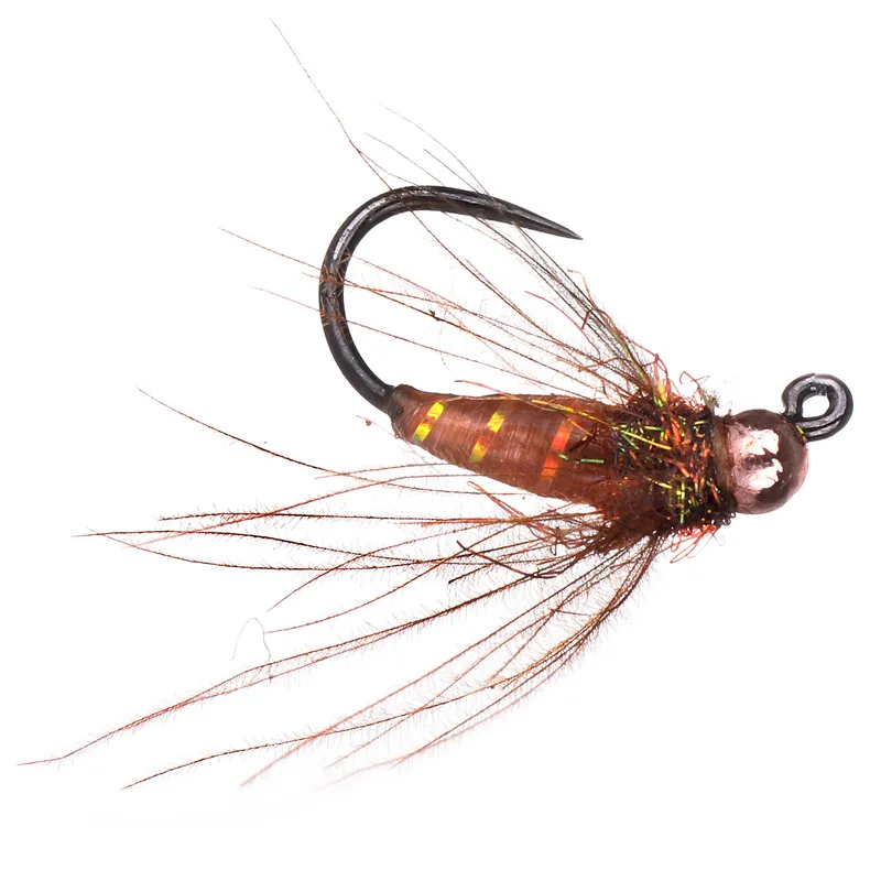 Fulling Mill Nymphe Callie's Jiggable Caddis Brown Barbless #14-